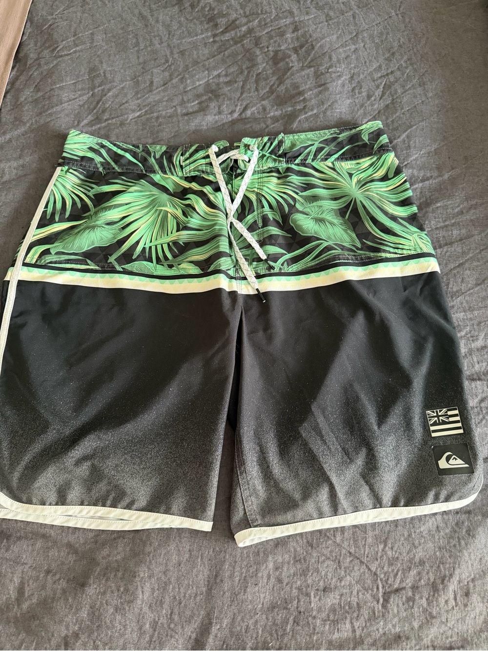 Quiksilver Black & Green Tropical Board Shorts